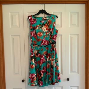 Grace Karin 50s Style Floral Tea Dress w/ Belt